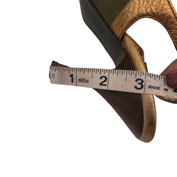 Enzo Angiolini Olive Green & Gold Eatashiro Slingback Heels Size 7.5 - Picture 8 of 11